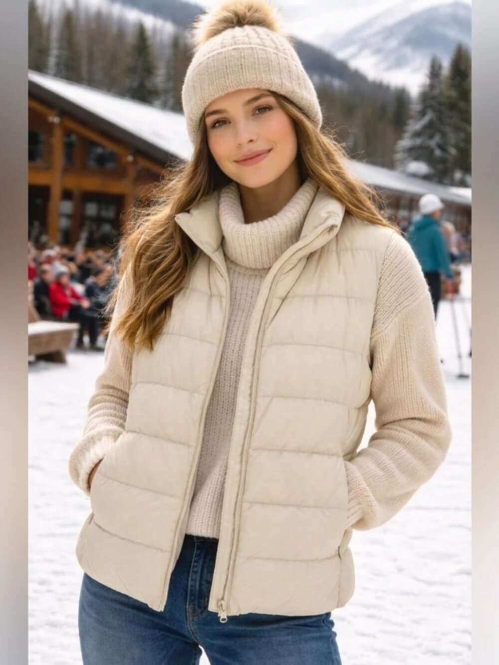 Uniqlo Women's Ultra Light Down Puffer Vest Minimalist Off White Size Small